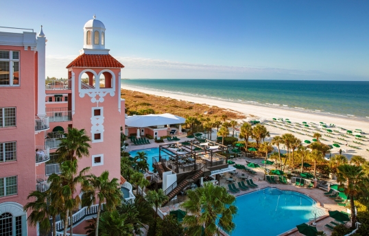 Pool area and beach view from The Don Cesar